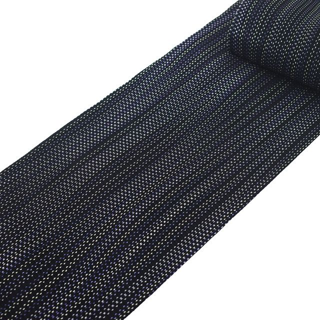 新古品】 夏物 名古屋帯 未使用 正絹 羅 全通 九寸 黒地 黒 紫 青紫 黄