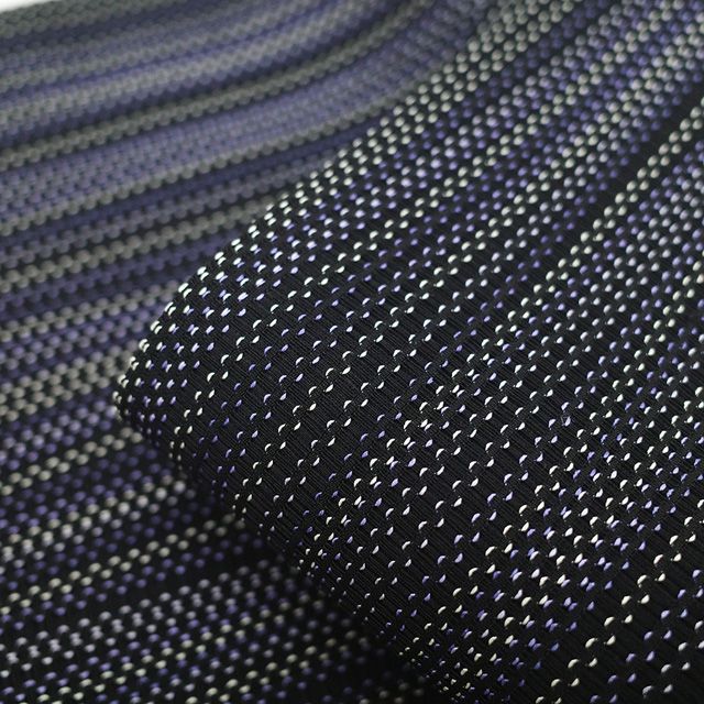 新古品】 夏物 名古屋帯 未使用 正絹 羅 全通 九寸 黒地 黒 紫 青紫 黄