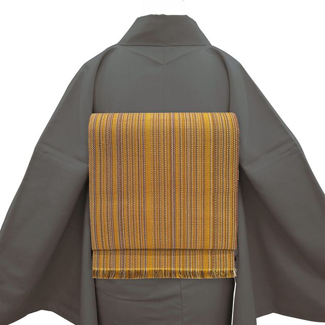 新古品】 名古屋帯 未使用 本場黄八丈 単衣帯 八寸 黄八丈 正絹 全通