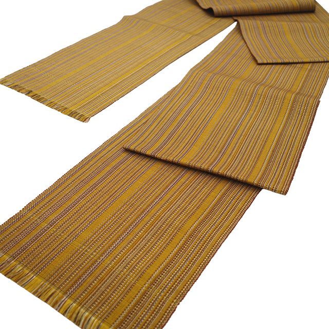 新古品】 名古屋帯 未使用 本場黄八丈 単衣帯 八寸 黄八丈 正絹 全通