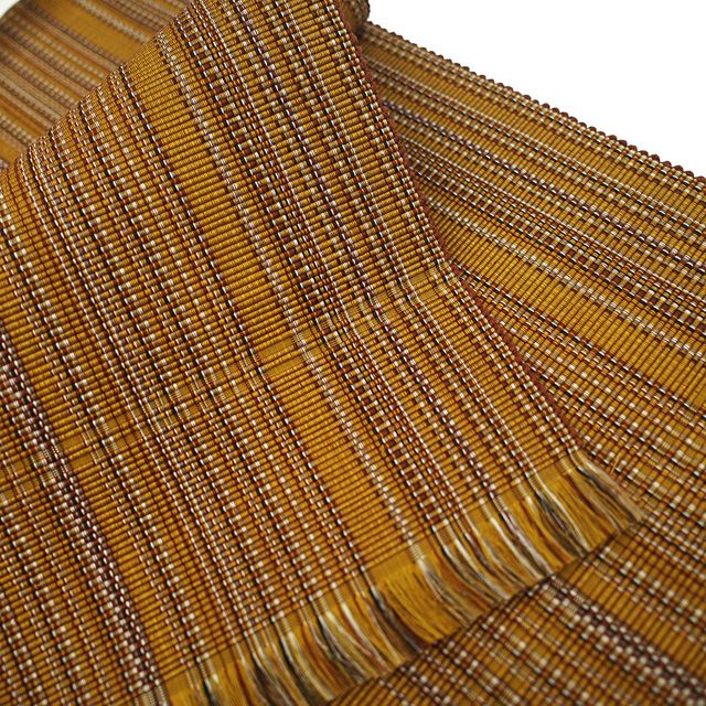 新古品】 名古屋帯 未使用 本場黄八丈 単衣帯 八寸 黄八丈 正絹 全通