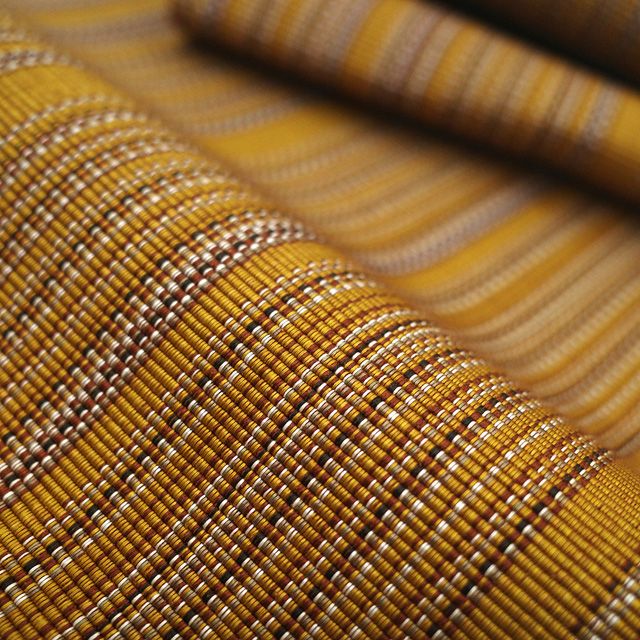 新古品】 名古屋帯 未使用 本場黄八丈 単衣帯 八寸 黄八丈 正絹 全通