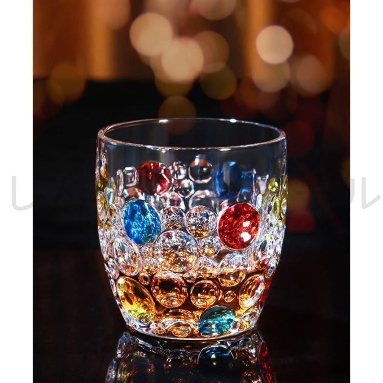 新しい未使用 虹色 カラフル 400ml 4個セット ガラス コップ