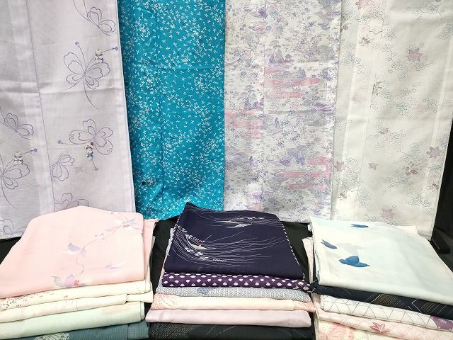 平和屋本店□夏物 小紋 絽 紗 洗える着物 まとめて20点 人物 蝶 風景