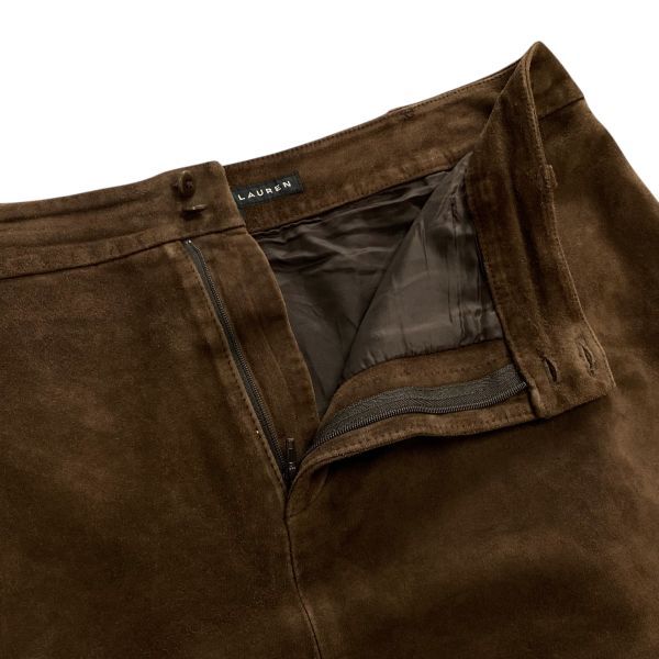 ◇ ラルフローレン Ralph Lauren スエード フリルスカート フレア 膝丈