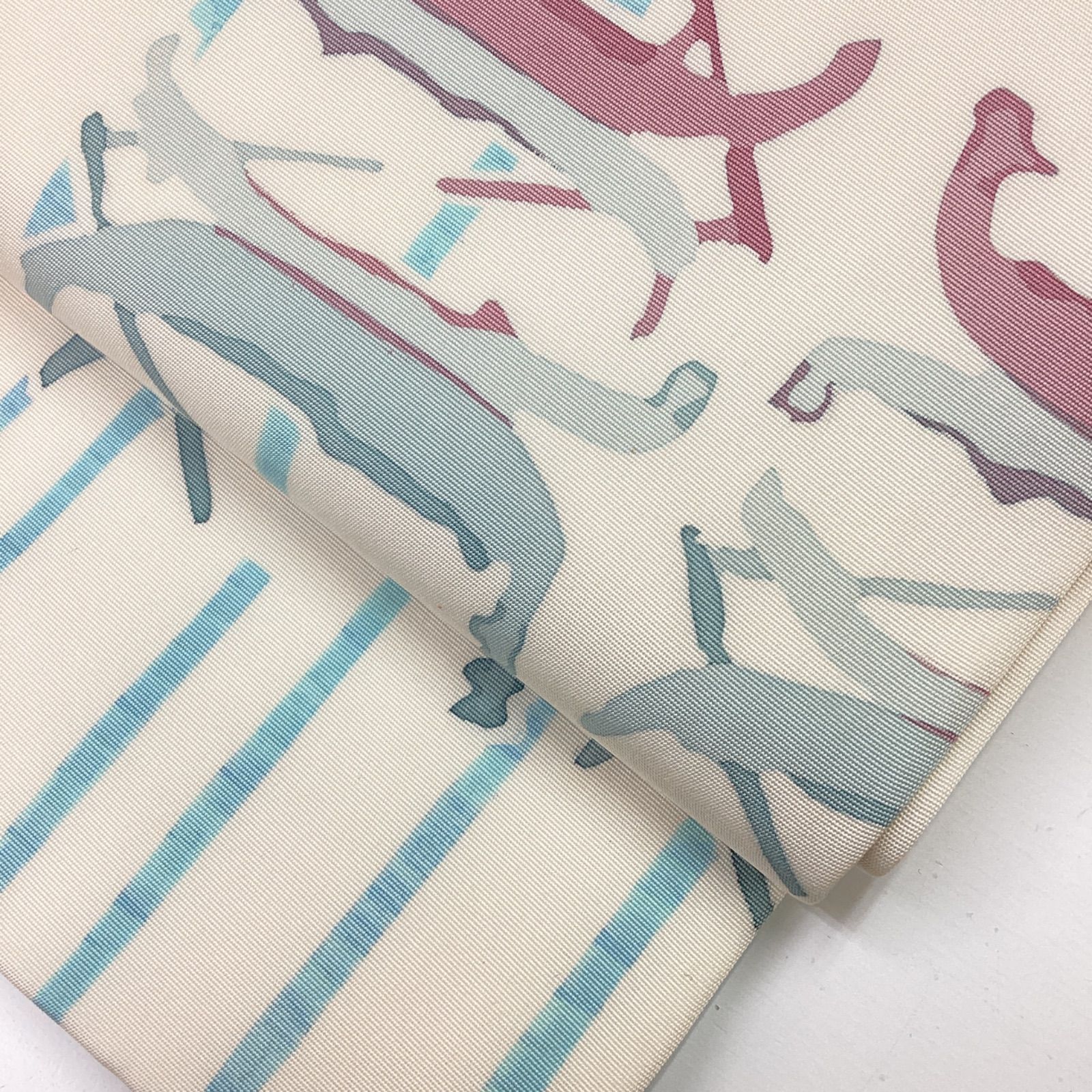 中古品 9寸名古屋帯 松葉仕立て 大河内美登里 落款 塩瀬 正絹R71