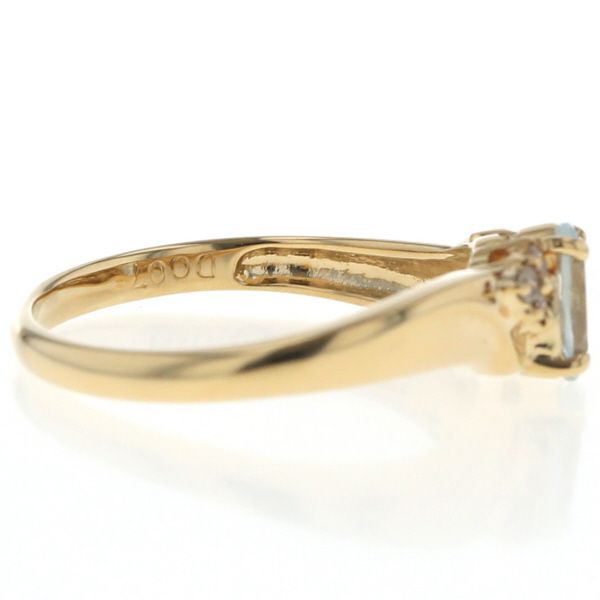K18YG イエローゴールド リング アクアマリン ダイヤモンド 0.07ct