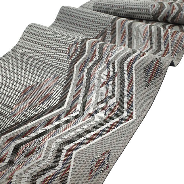 中古】 すごい値！ 袋帯 リサイクル 正絹 京都 西陣 グレー 菱文