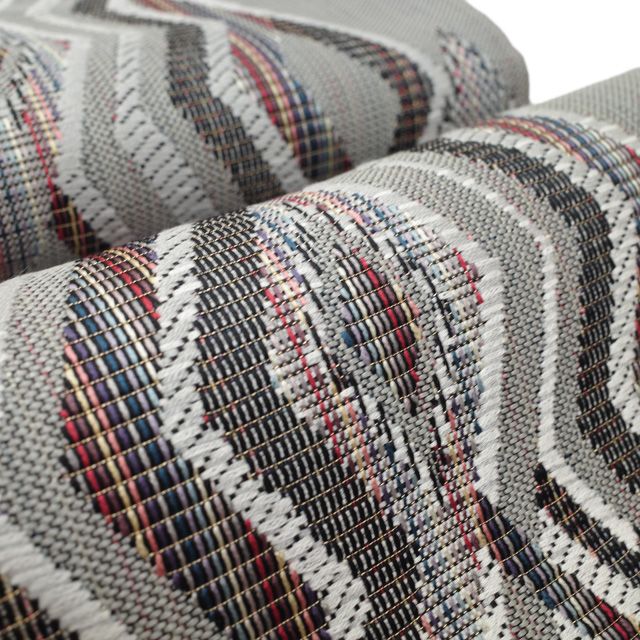 中古】 すごい値！ 袋帯 リサイクル 正絹 京都 西陣 グレー 菱文