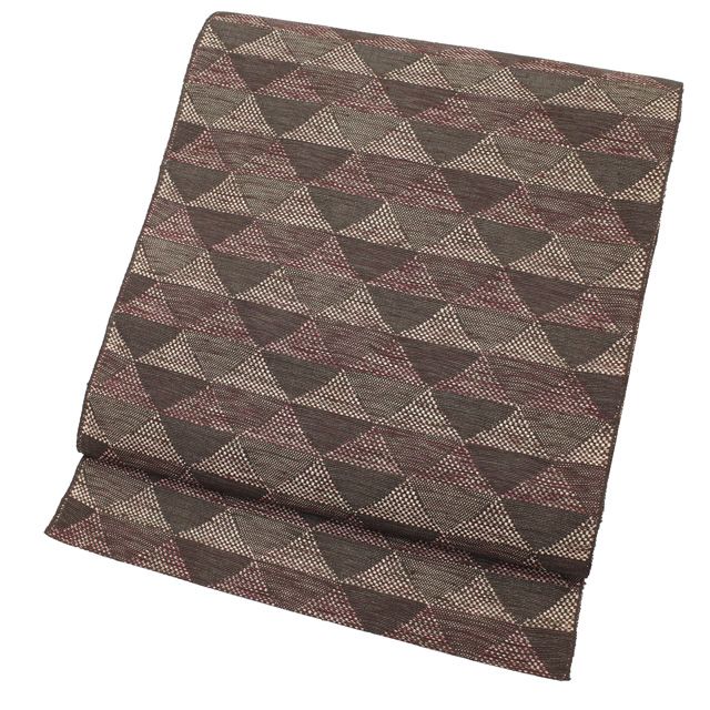 新古品】 すごい値！ 名古屋帯 八寸 未使用 正絹 京都 西陣 こげ茶 鱗