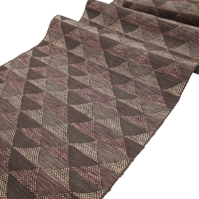 新古品】 すごい値！ 名古屋帯 八寸 未使用 正絹 京都 西陣 こげ茶 鱗