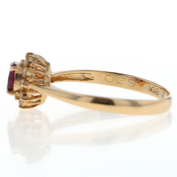 K18YG イエローゴールド リング ルビー 0.29ct ダイヤモンド 0.09ct