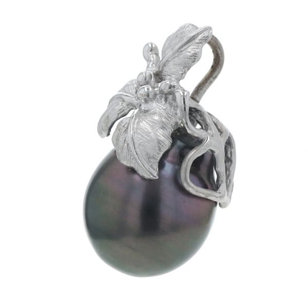 黒蝶真珠】パール ペンダントトップ 11mm玉 K18WGバチカン付【極美品