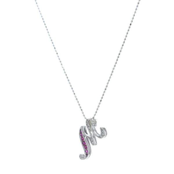 笠原真寿美 K18WG ホワイトゴールド ネックレス ダイヤ 0.10ct / 0.04