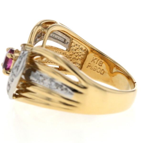 K18YG Pt900 イエローゴールド プラチナ リング ルビー 0.43ct