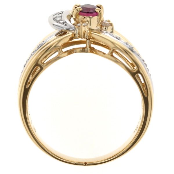 K18YG Pt900 イエローゴールド プラチナ リング ルビー 0.43ct
