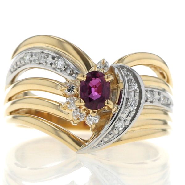 K18YG Pt900 イエローゴールド プラチナ リング ルビー 0.43ct