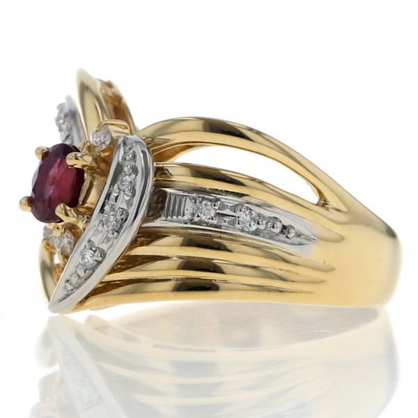 K18YG Pt900 イエローゴールド プラチナ リング ルビー 0.43ct