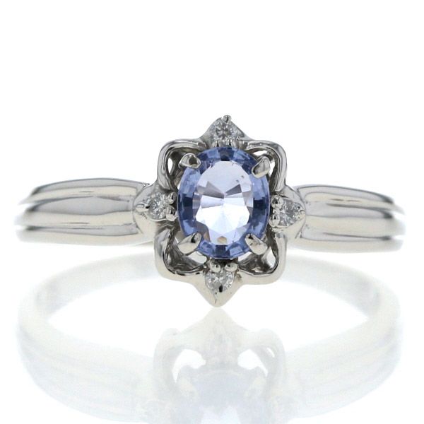 Pt850 プラチナ リング サファイア 0.79ct ダイヤモンド 0.06ct