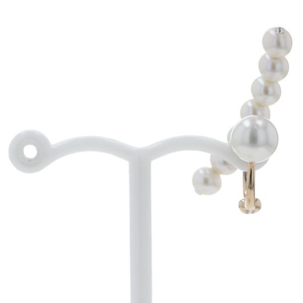 GSTV K10YG イエローゴールド ピアリング パール 真珠6.4-4.2mm CZ キュービックジルコニア 片耳 ライン 仕上済 zz