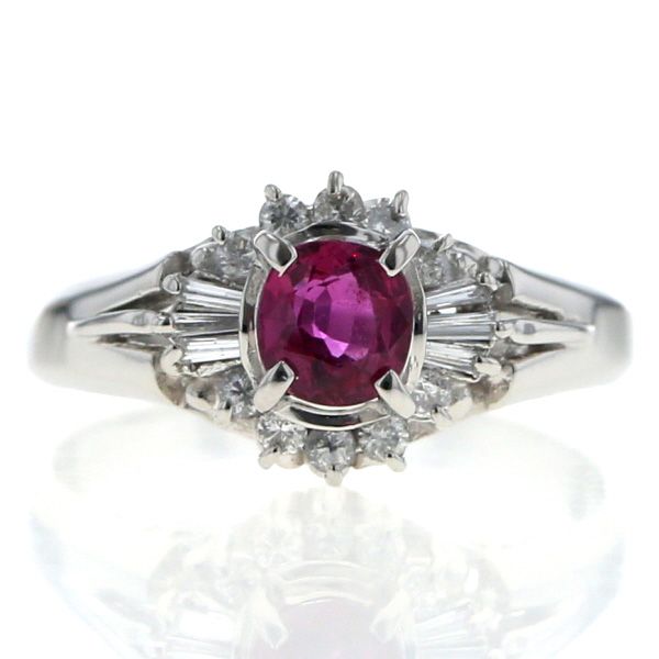 Pt900 プラチナ リング ルビー 0.37ct ダイヤモンド 0.15ct オーバル