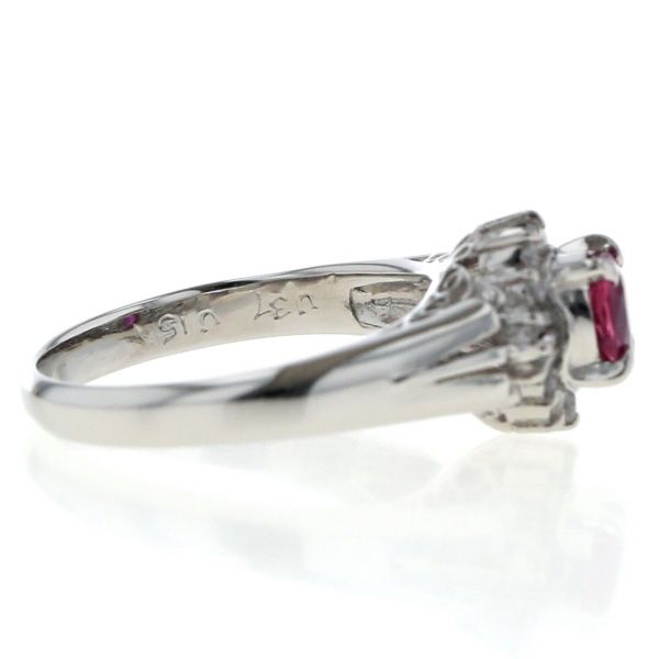 Pt900 プラチナ リング ルビー 0.37ct ダイヤモンド 0.15ct オーバル