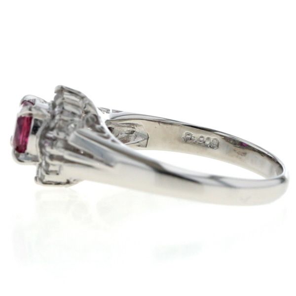 Pt900 プラチナ リング ルビー 0.37ct ダイヤモンド 0.15ct オーバル