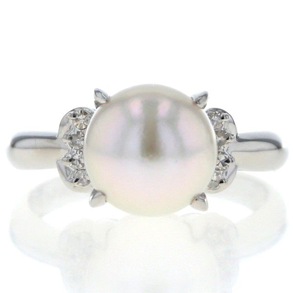 Pt900 プラチナ リング ダイヤモンド パール 真珠 9.0mm 1粒 ラウンド