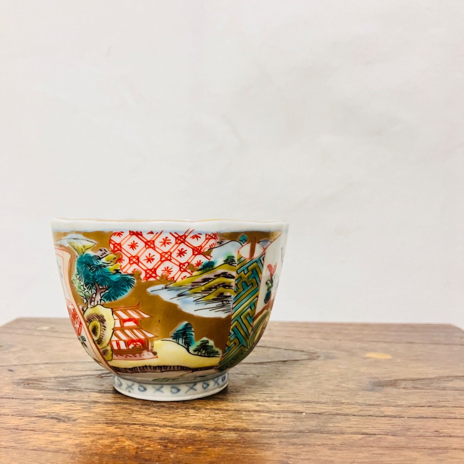 明治ごろ 金彩色絵伊万里焼 蕎麦猪口1客 麒麟・鳳凰・窓絵など| 雑貨屋