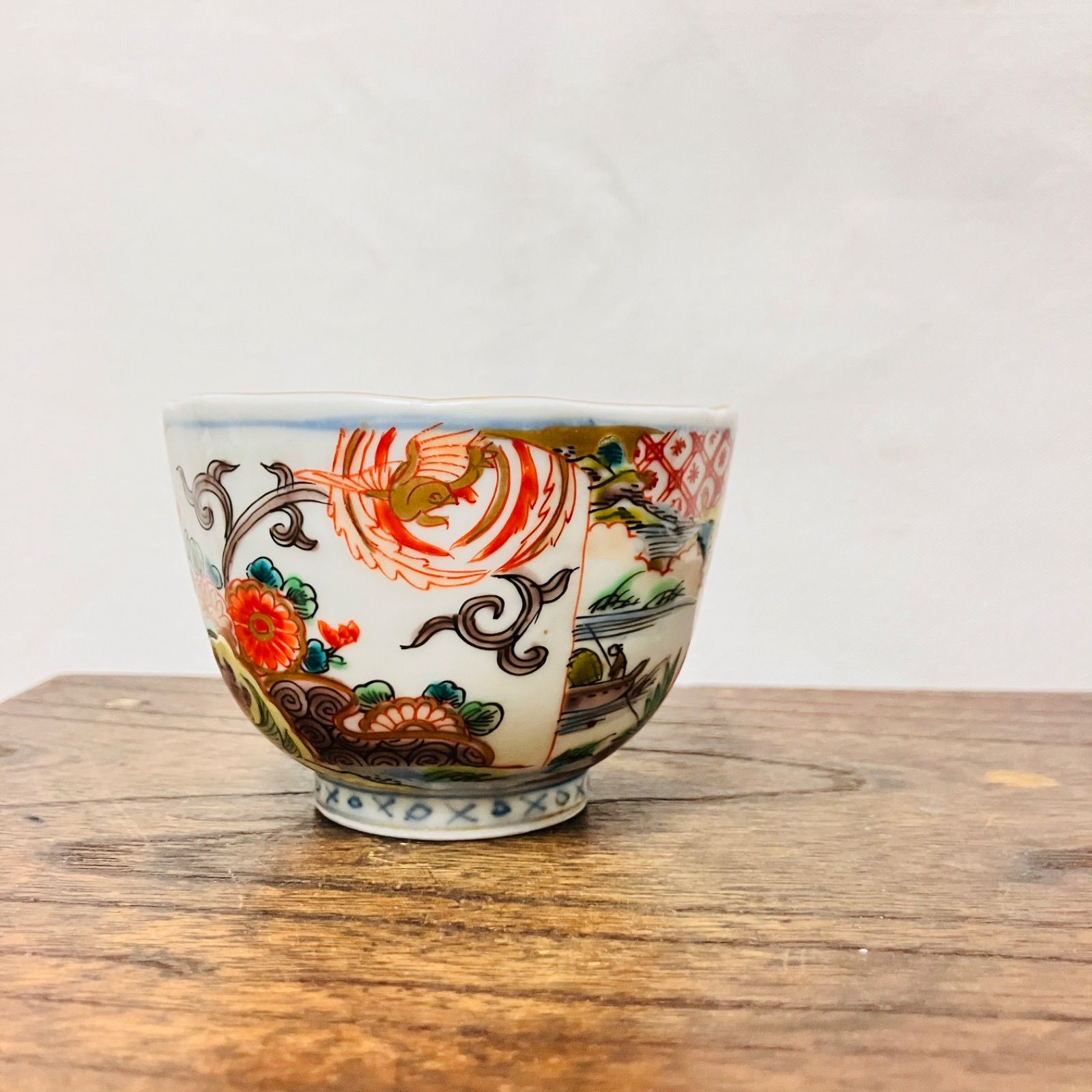 明治ごろ 金彩色絵伊万里焼 蕎麦猪口1客 麒麟・鳳凰・窓絵など| 雑貨屋