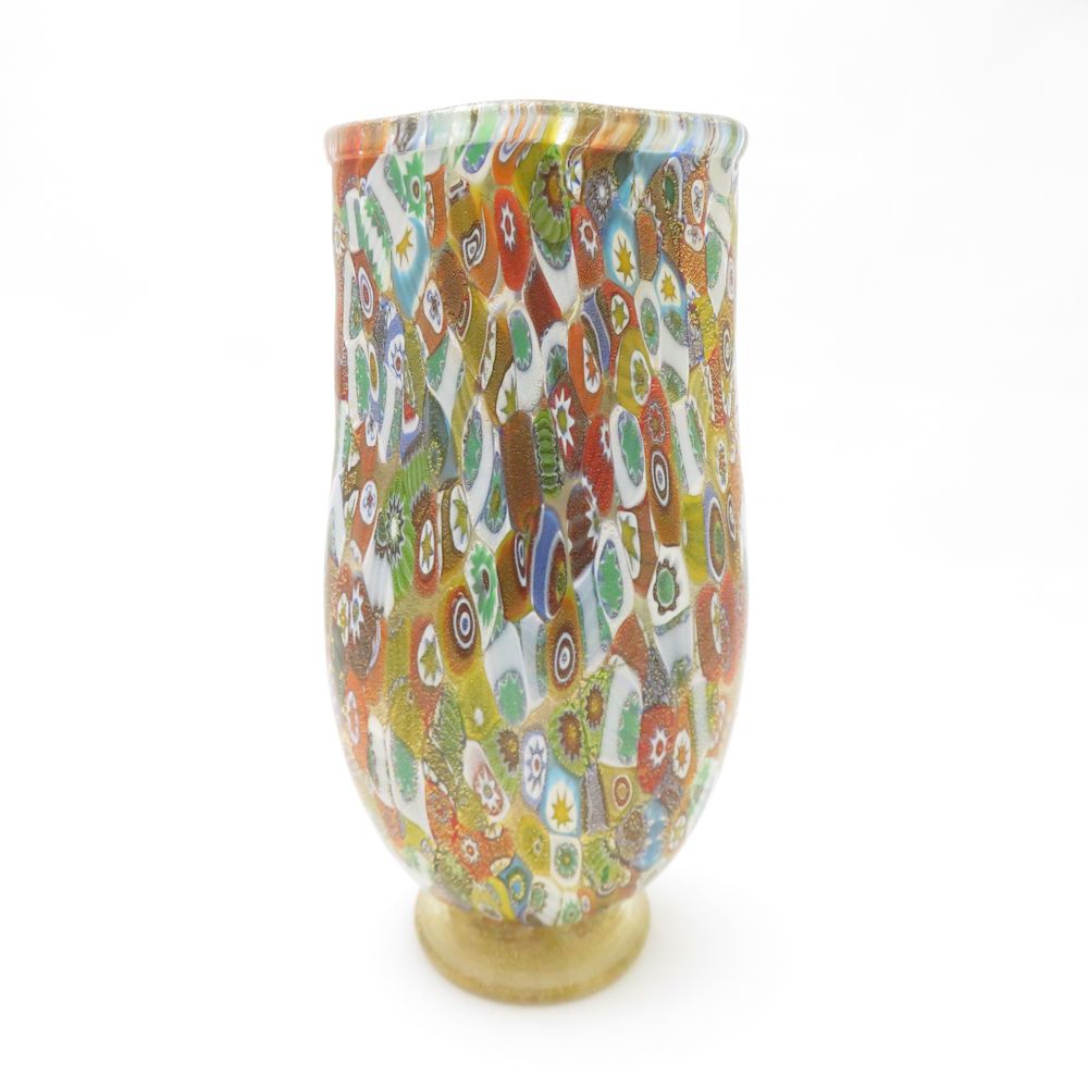 MURANO ムラノ 金彩 ミルフィオリ 花瓶 オブジェ MURANO ムラノ 金彩 ミルフィオリ 花瓶 オブジェ
