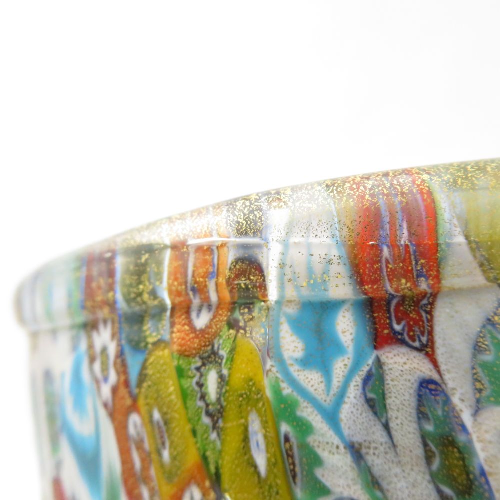 美品 Murano Glass ムラーノ ガラス ミルフィオリ ベース フラワー