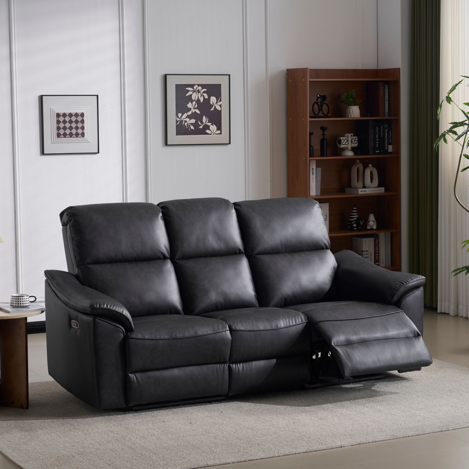 数量 三人掛けソファ 電動 リクライニング USB Type C充電口付き 156° リクライニングソファ 3人掛け オットマン一体型 電動ソファ 耐圧分散 リクライニングチェア 三人掛け ソファ北欧 チャコールグレー