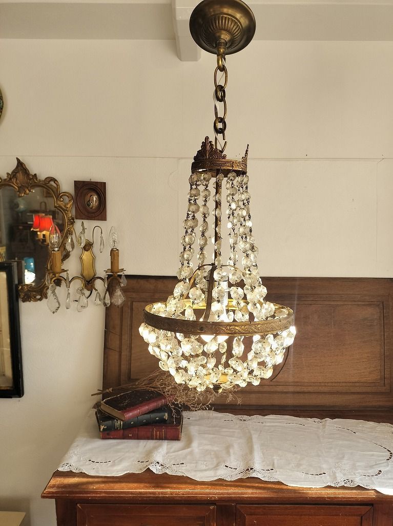 フランス アンティーク 素敵な エンパイヤ ガラス装飾 シャンデリア