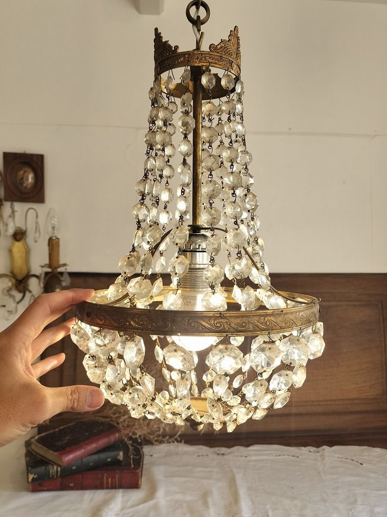 フランス アンティーク 素敵な エンパイヤ ガラス装飾 シャンデリア