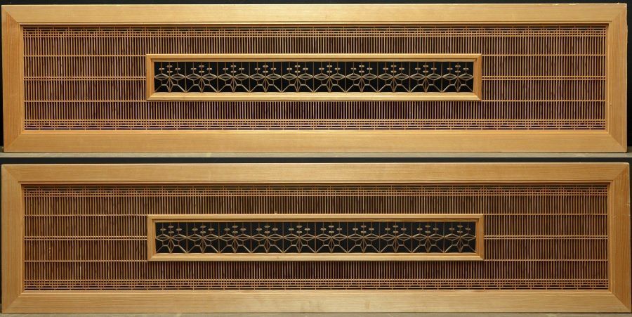 蔵A5814 建具 欄間 組子細工 一対 古民家座敷 沖縄