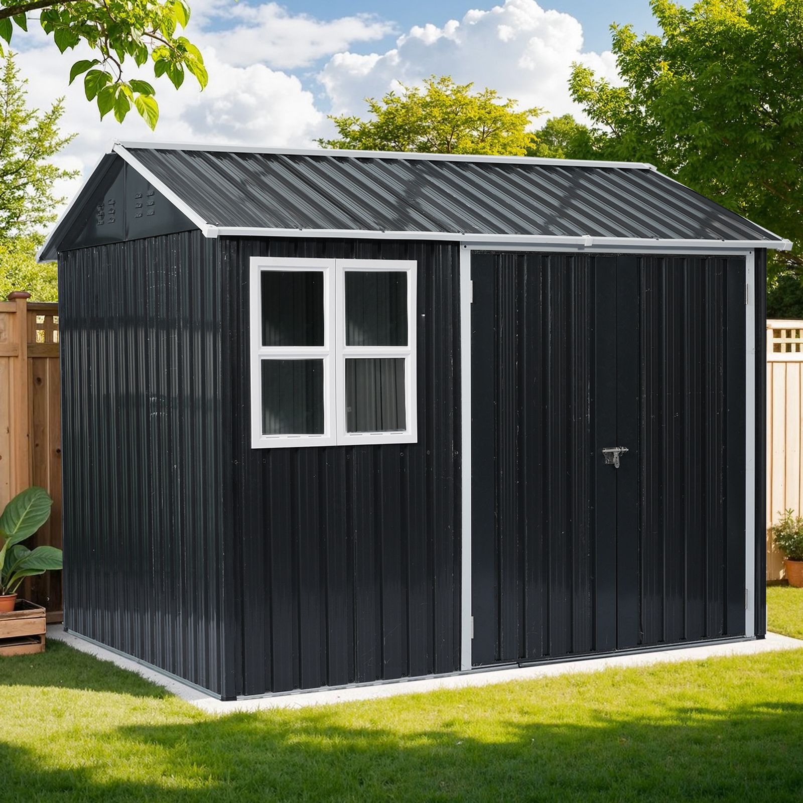 数量 物置 屋外 スチール 倉庫 戸外収納庫 幅249 奥行き184 高194 物置き おしゃれ 大型 収納庫 屋外物置 防さび ベランダ 防水 ドア スチール物置 屋外収納 ガーデニング 庭 グレー