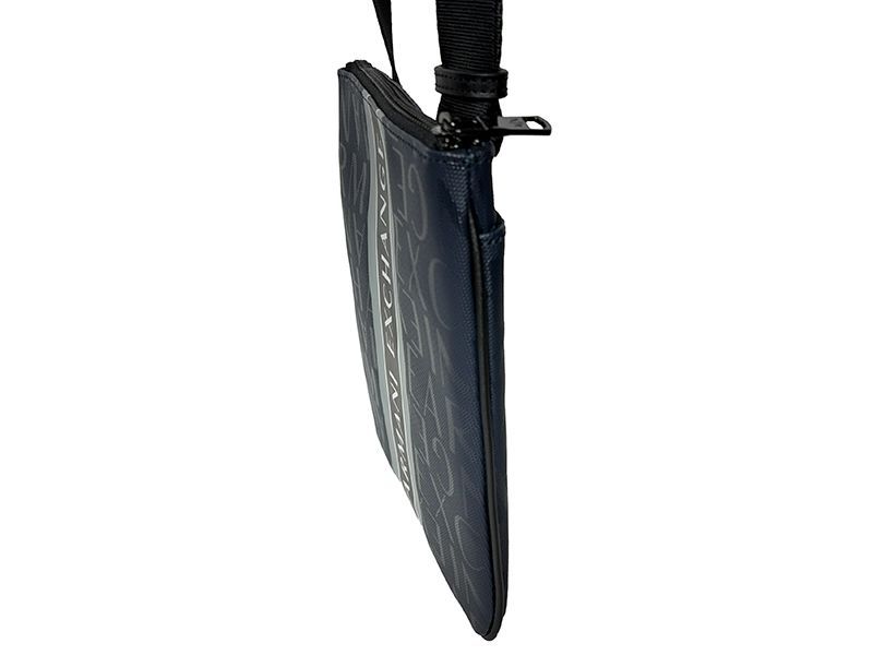 アルマーニ エクスチェンジ ARMANI 952397 CC 831 69536 MESSENGER BAG ロゴライン入り ネイビー系 ロゴ柄 コーティングナイロン マチ無し スモール メッセンジャーバッグ クロスボディーバッグ