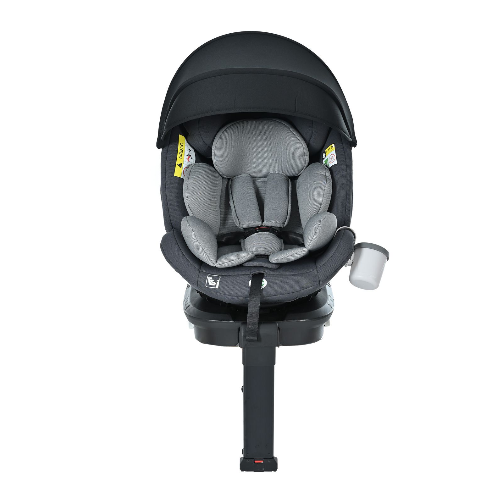 数量 チャイルドシート 新生児 ISOFIX 0歳～12歳 360度回転式 調節 洗える 超広いキャノピー付き ベビーシート ダークグレー ライトグレー