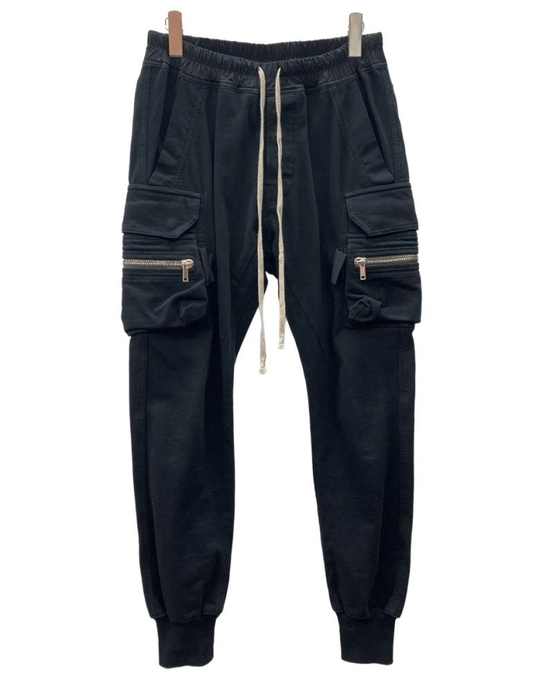 リックオウエンス Rick Owens 21 SS CARGO PANTS マストドン カーゴ パンツ スウェット ボタン ズボン 黒 無地 BA カーゴパンツ ブラック US 38 104 MB 384