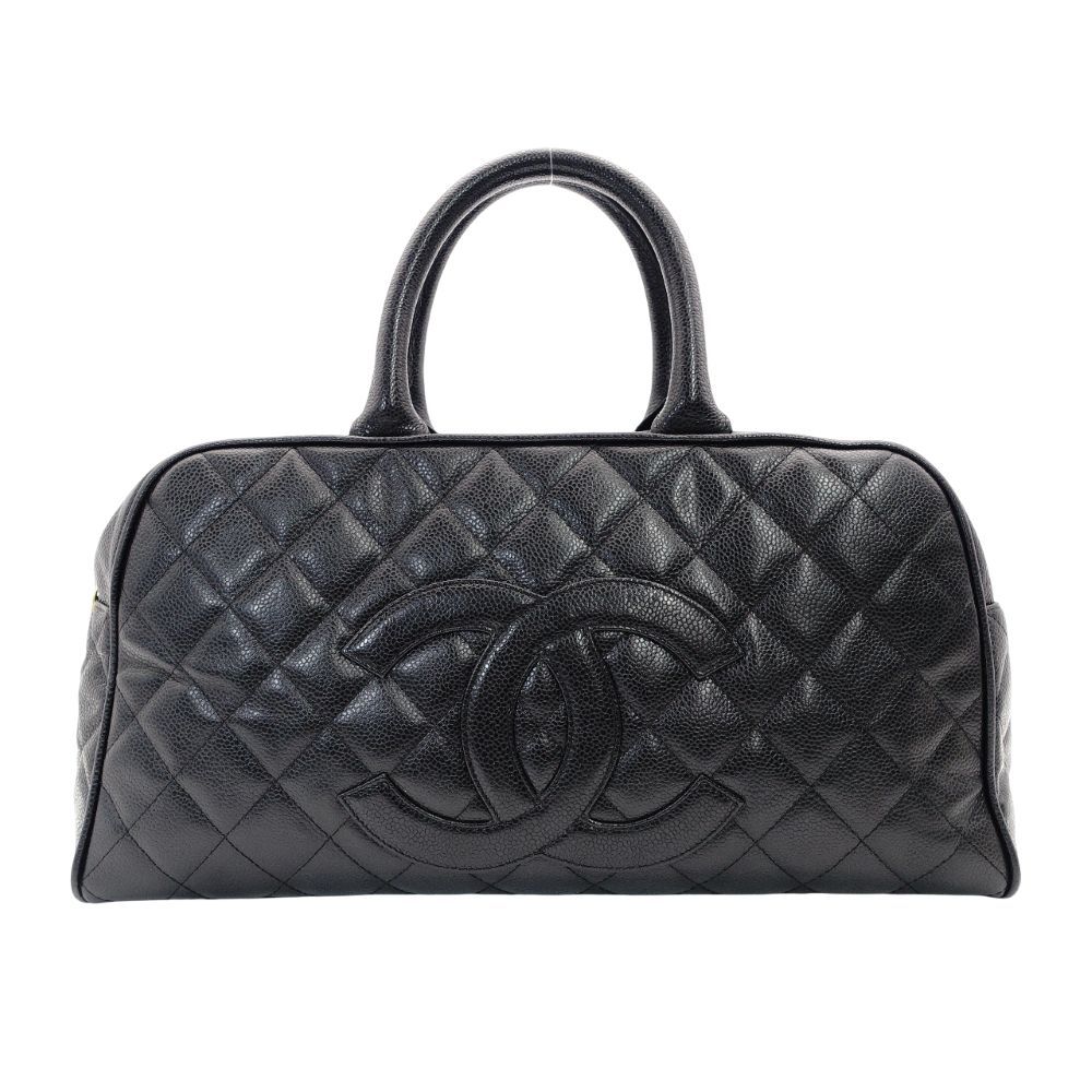 シャネル CHANEL マトラッセ キャビアスキン ボストンバッグ ブラック 黒 レザー ハンドバッグ CCロゴ ヴィンテージ 7 11 769