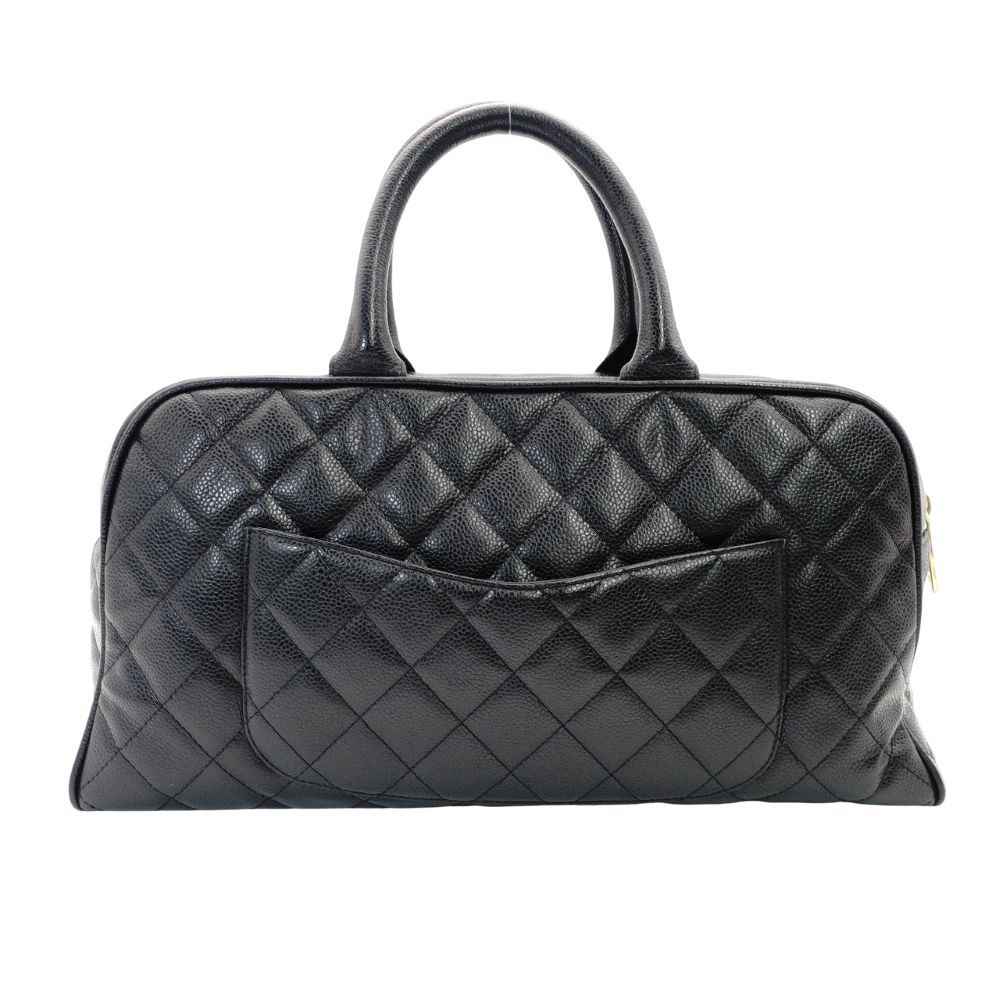 CHANEL シャネル マトラッセ ボストンバッグ ハンド ロゴ レザー シャネル CHANEL マトラッセ キャビアスキン ボストンバッグ ブラック