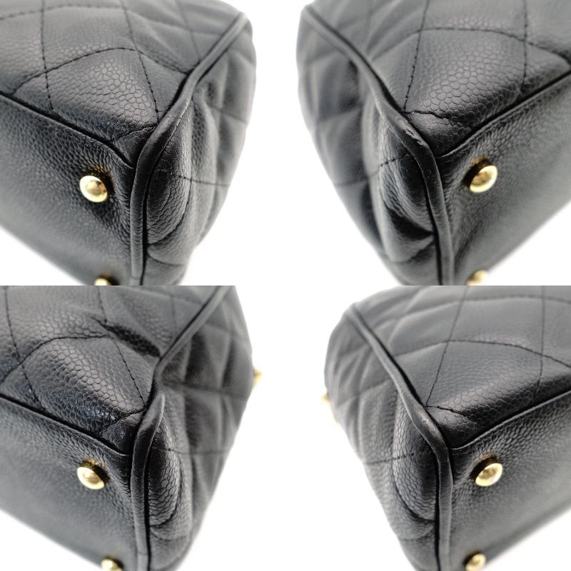 シャネル CHANEL マトラッセ キャビアスキン ボストンバッグ ブラック