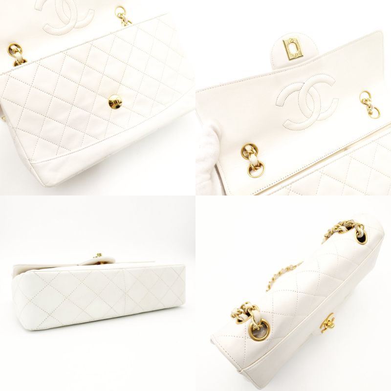 CHANEL シャネル マトラッセ ホワイト ジップパース ラムスキン シャネル CHANEL マトラッセ チェーン ショルダーバッグ ホワイト