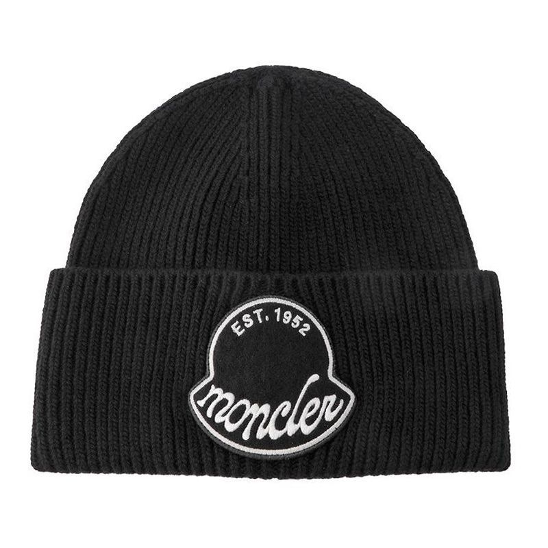 112 MONCLER モンクレール 3 B 00029 M 1242 ブラック ニットキャップ ニット帽 男女兼用 ニット帽 ビーニー 帽子 メンズ