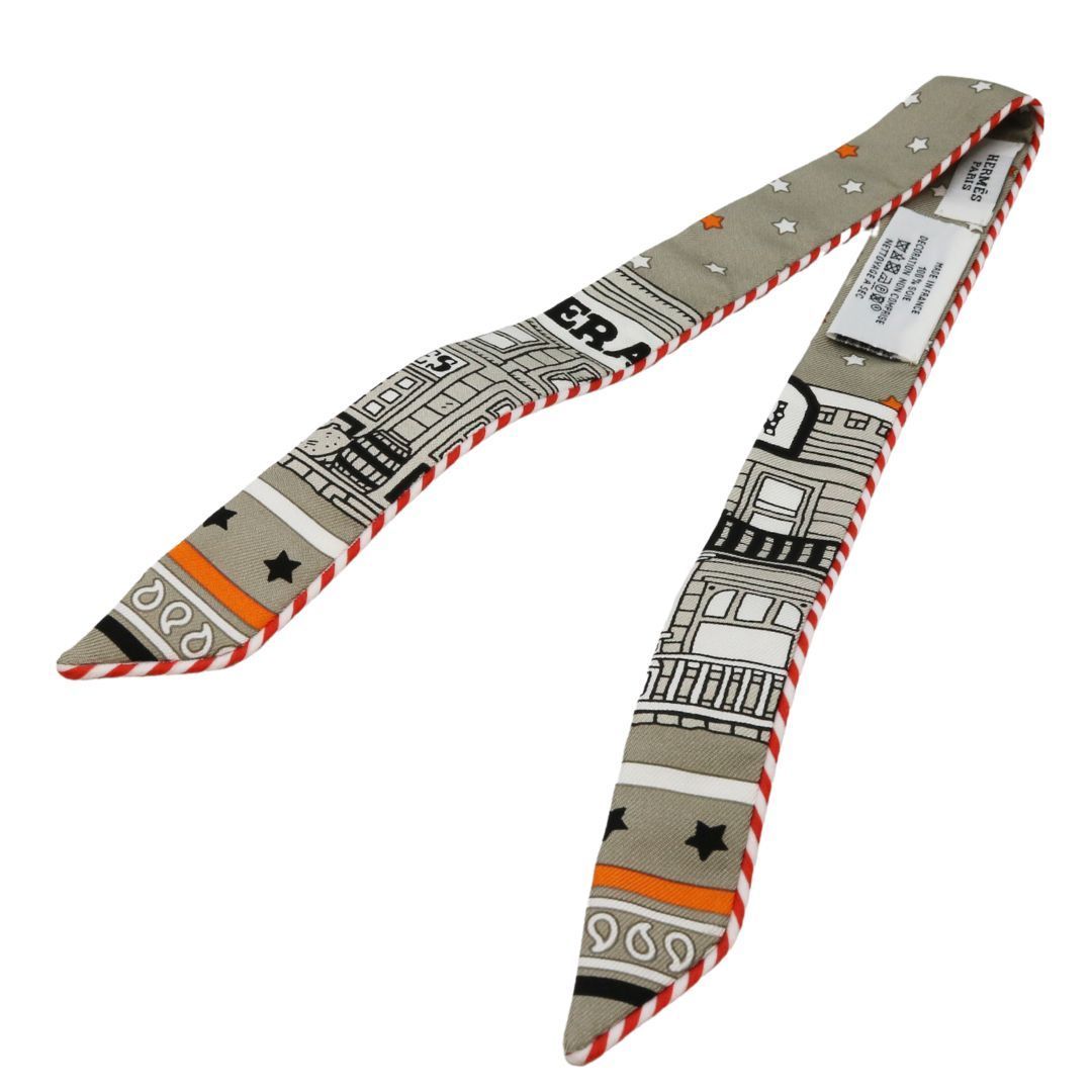 HERMES エルメス ツイリードールキャンディー パリ ステーション グリサンドル|オレンジ|ブラック WA-0011