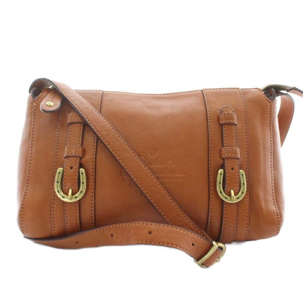 ダコタ　ショルダーバッグ　キューブ　ホースシュー　レザー　ロゴ型押し　ほぼ新品 ダコタ Dakota キューブ ショルダーバッグ 牛革 レザー ロゴ 型押し