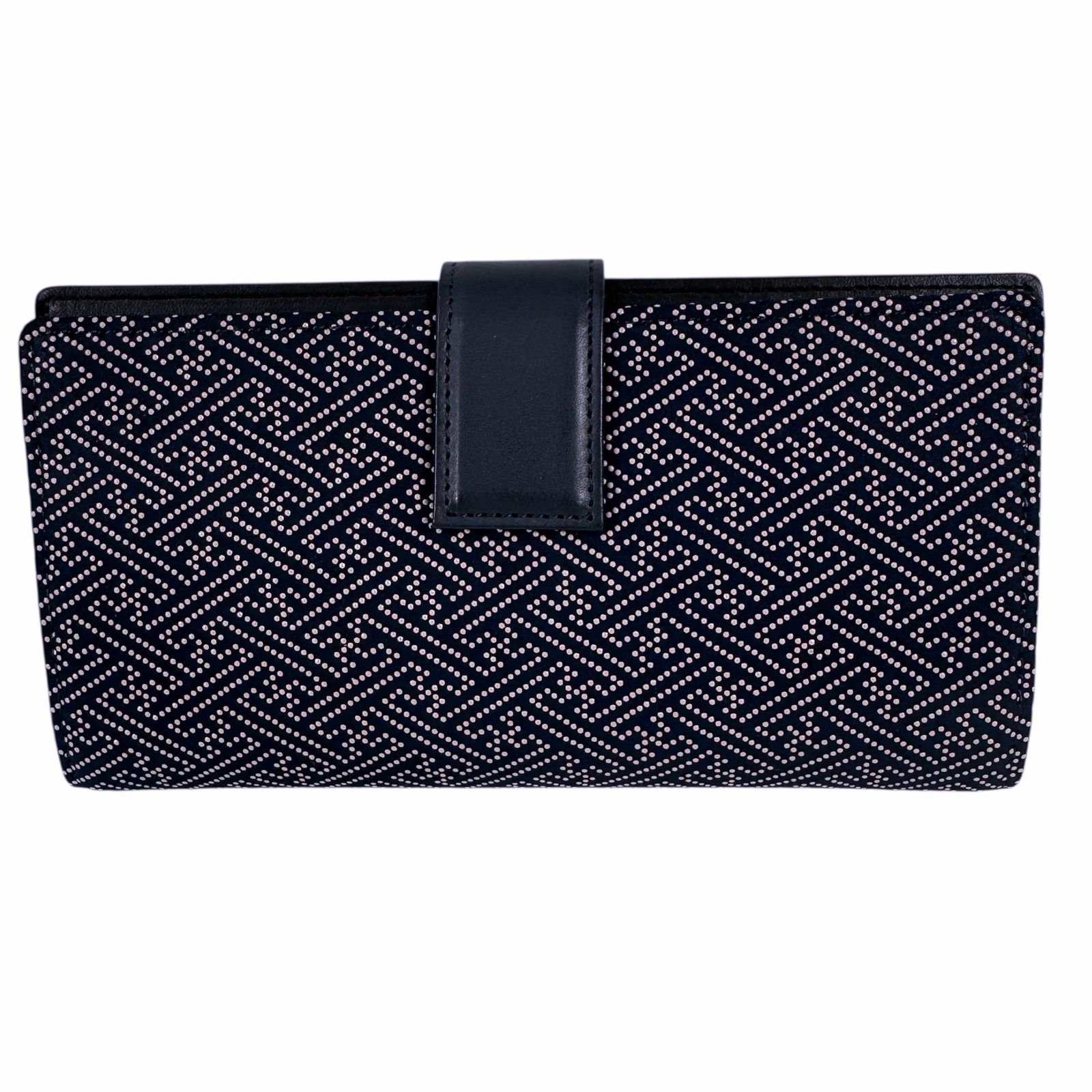 □新品未使用□印傳屋□印伝□長財布□ウォレット□紗綾形柄□ネイビー