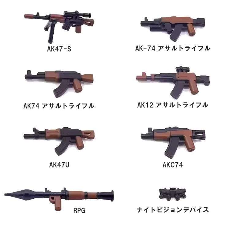 8個 武器セット 第二次世界大戦 兵士 ミリタリー キット ブロック 互換