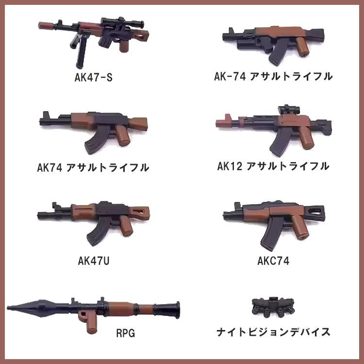 8個 武器セット 第二次世界大戦 兵士 ミリタリー キット ブロック 互換